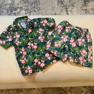 Boys 4T Tropical Swim Trunks and Buttondown